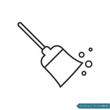 Süpürge Simgesi Vektör Şablonu. EPS 10 Resim Tasarımı