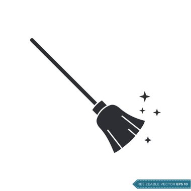Süpürge Simgesi Vektör Şablonu. EPS 10 Resim Tasarımı