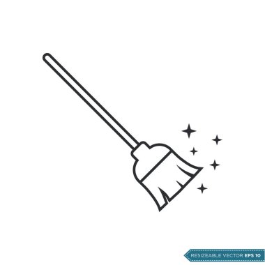 Süpürge Simgesi Vektör Şablonu. EPS 10 Resim Tasarımı