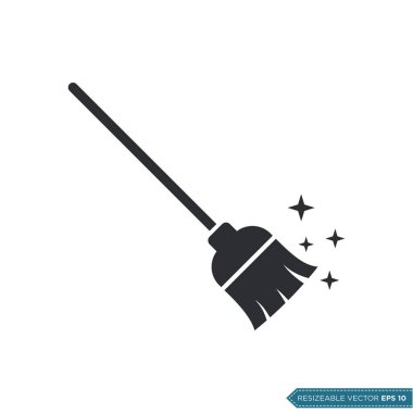 Süpürge Simgesi Vektör Şablonu. EPS 10 Resim Tasarımı