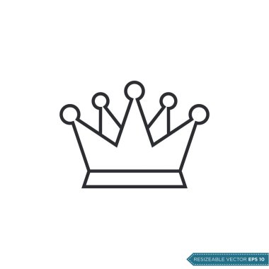Crown Simge Vektör Şablonu Düz Tasarım Çizim Tasarımı EPS 10