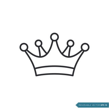 Crown Simge Vektör Şablonu Düz Tasarım Çizim Tasarımı EPS 10