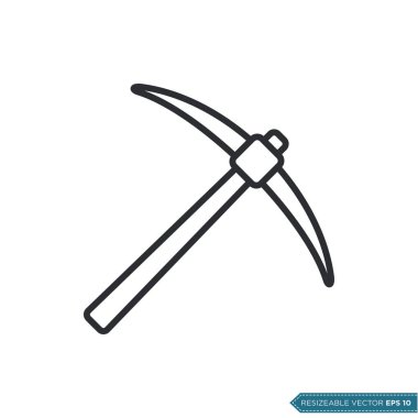 Düz Kazma Simgesi Vektör Şablonu Çizim Tasarımı EPS 10