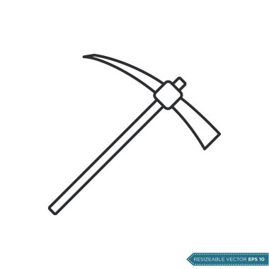 Düz Kazma Simgesi Vektör Şablonu Çizim Tasarımı EPS 10