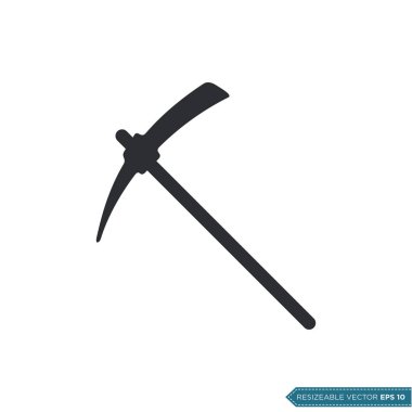 Düz Kazma Simgesi Vektör Şablonu Çizim Tasarımı EPS 10