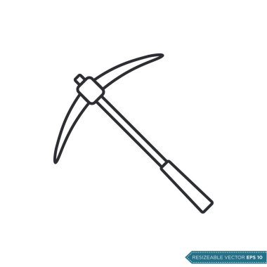 Düz Kazma Simgesi Vektör Şablonu Çizim Tasarımı EPS 10