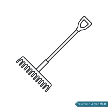 Tırmık - Bahçe Simgesi Vektör Şablonu Çizim Tasarımı EPS 10