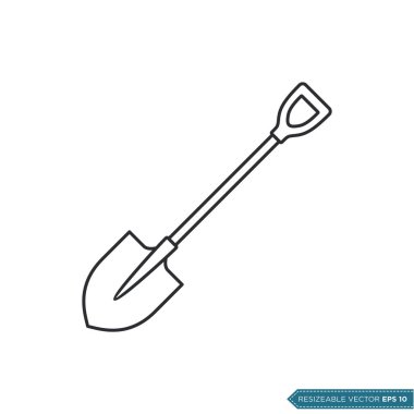 Kürek, Maça - Bahçe Simgesi Şablonu Çizim Tasarımı EPS 10