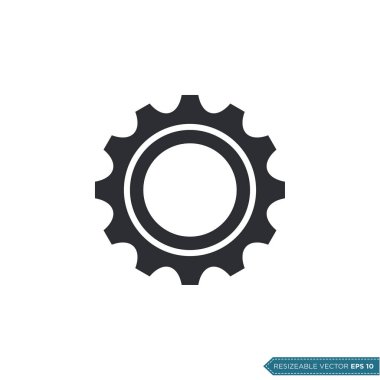 Gear Simgesi Vektör Şablonu, Düz Tasarım Mühendislik Çizimi Tasarım Vektörü EPS 10