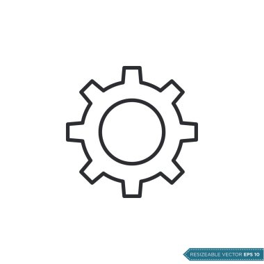 Gear Simgesi Vektör Şablonu, Düz Tasarım Mühendislik Çizimi Tasarım Vektörü EPS 10