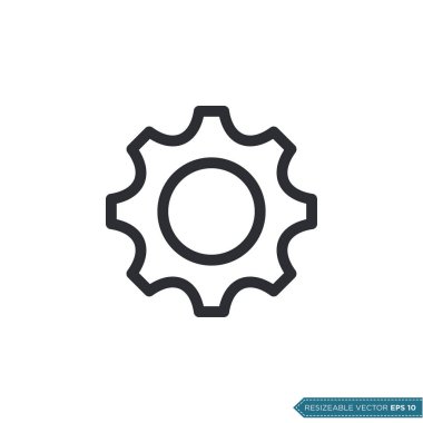 Gear Simgesi Vektör Şablonu, Düz Tasarım Mühendislik Çizimi Tasarım Vektörü EPS 10