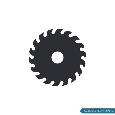 Dairesel Testere Bıçağı Simgesi Vektör Şablon Çizim Tasarımı EPS 10