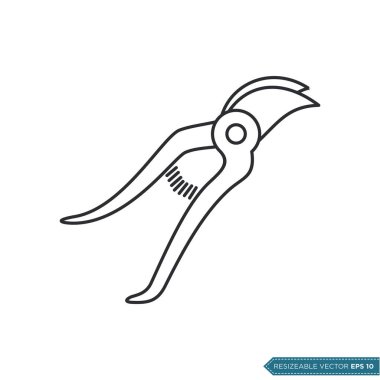 Çimen Makası Kesicisi Simge Vektör Şablonu İllüstrasyon Tasarımı EPS 10