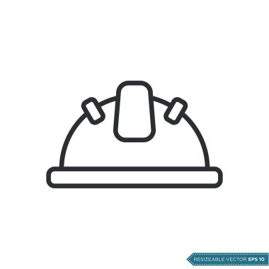 Hardhat Güvenlik Miğferi İnşaat Sitesi Simge Vektör Şablonu Çizim Tasarımı