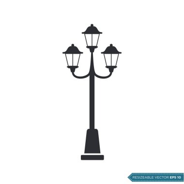 Dekoratif Park Lambası Simge Vektör Şablonu Çizim Tasarımı