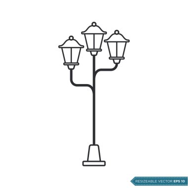 Dekoratif Park Lambası Simge Vektör Şablonu Çizim Tasarımı