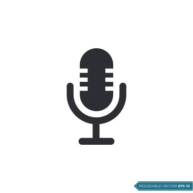 Mikrofon Simgesi Vektör Şablonu İllüstrasyon Tasarımı EPS 10