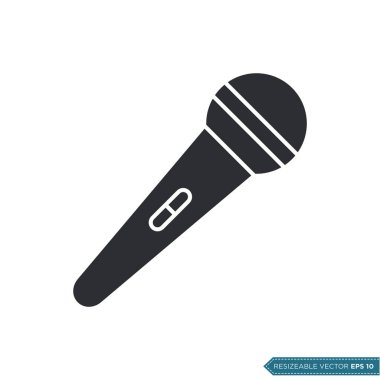 Mikrofon Simgesi Vektör Şablonu İllüstrasyon Tasarımı EPS 10
