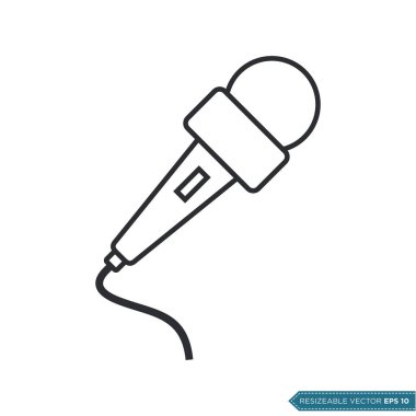 Mikrofon Simgesi Vektör Şablonu İllüstrasyon Tasarımı EPS 10