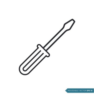 Tornavida Simgesi Vektör Şablonu. Düz Moda Tasarım Çizim Tasarımı EPS 10