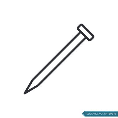 Metal Çivi Simgesi Vektör Şablonu Çizim Tasarımı EPS 10