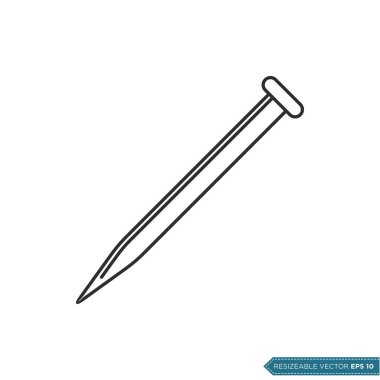 Metal Çivi Simgesi Vektör Şablonu Çizim Tasarımı EPS 10