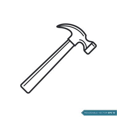 Çekiç Simgesi Vektör Şablonu Çizim Tasarımı EPS 10