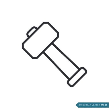 Çekiç Simgesi Vektör Şablonu Çizim Tasarımı EPS 10