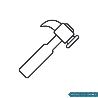 Çekiç Simgesi Vektör Şablonu Çizim Tasarımı EPS 10