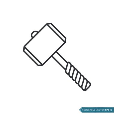 Çekiç Simgesi Vektör Şablonu Çizim Tasarımı EPS 10