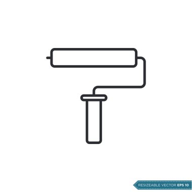 Roller Fırça Simgesi Vektör Şablonu Resim Şablonu EPS 10