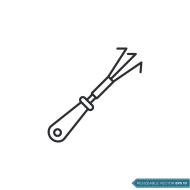 Bahçıvanlık Çatal Aracı Simge Vektör Şablonu Çizim Tasarımı EPS 10