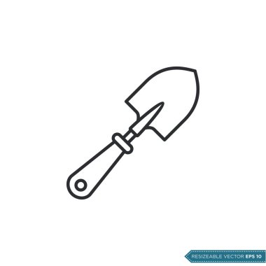 Maça, Kürek Bahçecilik Aracı Simge Vektör Şablonu Çizim Tasarımı