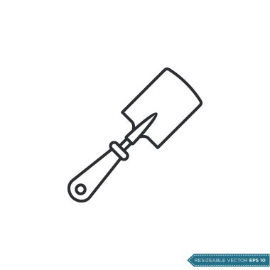 Maça, Kürek Bahçecilik Aracı Simge Vektör Şablonu Çizim Tasarımı