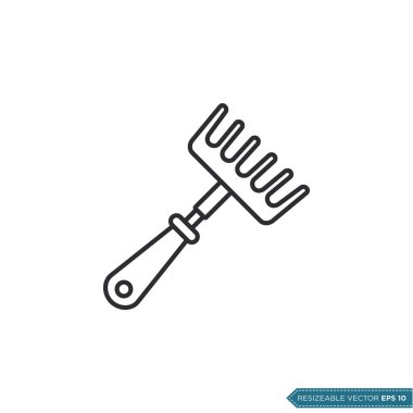 Tırmık Bahçe Aracı Simgesi Şablon Çizim Tasarımı EPS 10