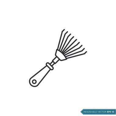 Süpürge, Tırmık Bahçe Aracı Simge Şablonu Çizim Tasarımı EPS 10