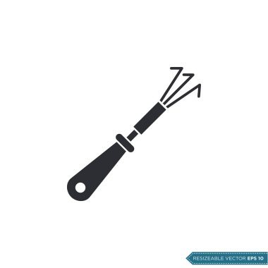 Bahçıvanlık Çatal Aracı Simge Vektör Şablonu Çizim Tasarımı EPS 10