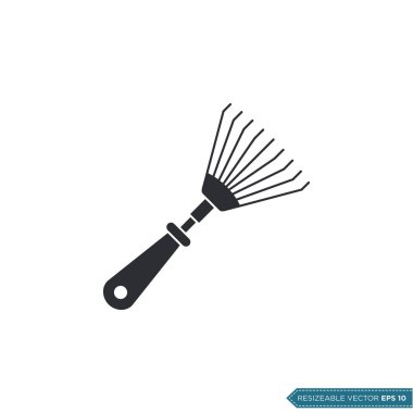 Süpürge, Tırmık Bahçe Aracı Simge Şablonu Çizim Tasarımı EPS 10