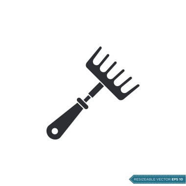 Tırmık Bahçe Aracı Simgesi Şablon Çizim Tasarımı EPS 10