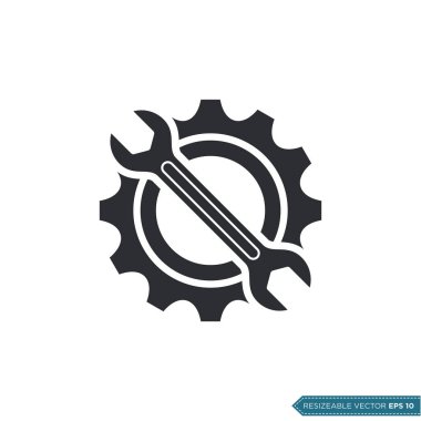 İngiliz anahtarı ve dişli dişli ikon vektör düz tasarım tasarım EPS 10