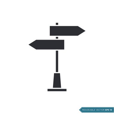 Yön İşareti, Yol İşareti Simgesi Vektör Şablonu İllüstrasyon Tasarımı EPS 10
