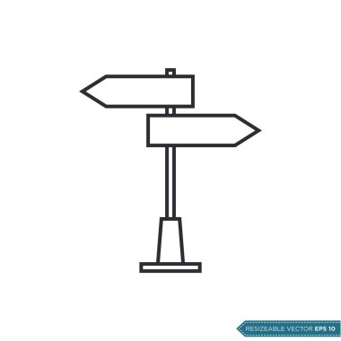 Yön İşareti, Yol İşareti Simgesi Vektör Şablonu İllüstrasyon Tasarımı EPS 10