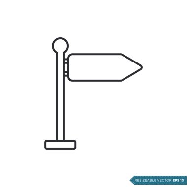 Yön İşareti, Yol İşareti Simgesi Vektör Şablonu İllüstrasyon Tasarımı EPS 10