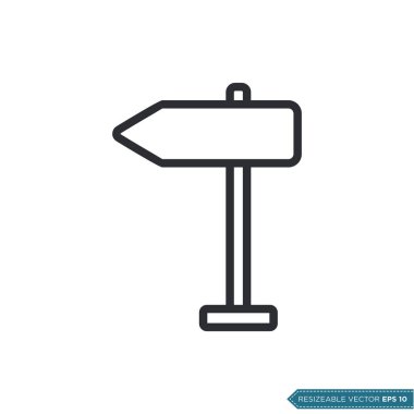 Yön İşareti, Yol İşareti Simgesi Vektör Şablonu İllüstrasyon Tasarımı EPS 10