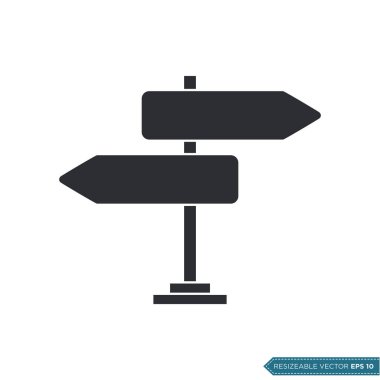 Yön İşareti, Yol İşareti Simgesi Vektör Şablonu İllüstrasyon Tasarımı EPS 10