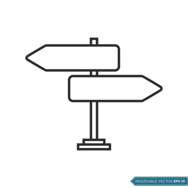 Yön İşareti, Yol İşareti Simgesi Vektör Şablonu İllüstrasyon Tasarımı EPS 10