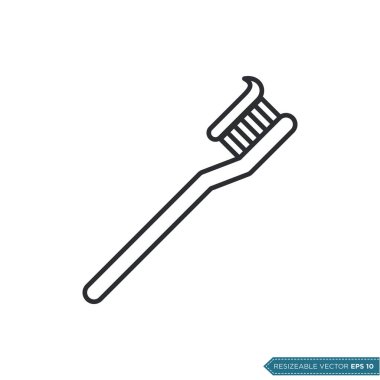 Diş fırçası Simgesi Vektör Şablonu Çizim Tasarımı EPS 10