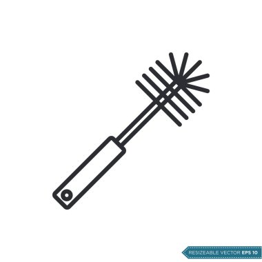 Tuvalet Fırçası Simgesi Vektör Şablonu Çizim Tasarımı EPS 10
