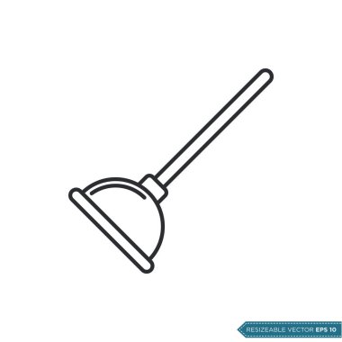 Tuvalet Pompası Simgesi Vektör Şablonu Çizim Tasarımı