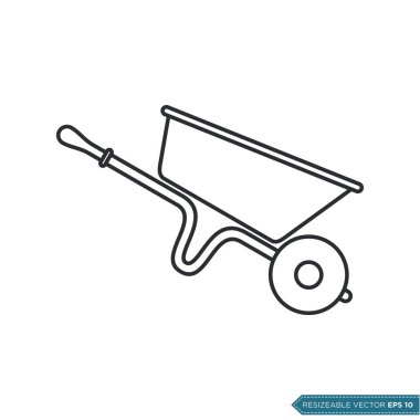 El Arabası Simgesi Vektör Şablonu Çizim Tasarımı EPS 10